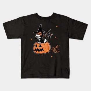 The Pumpkin Riding Witch Kids T-Shirt